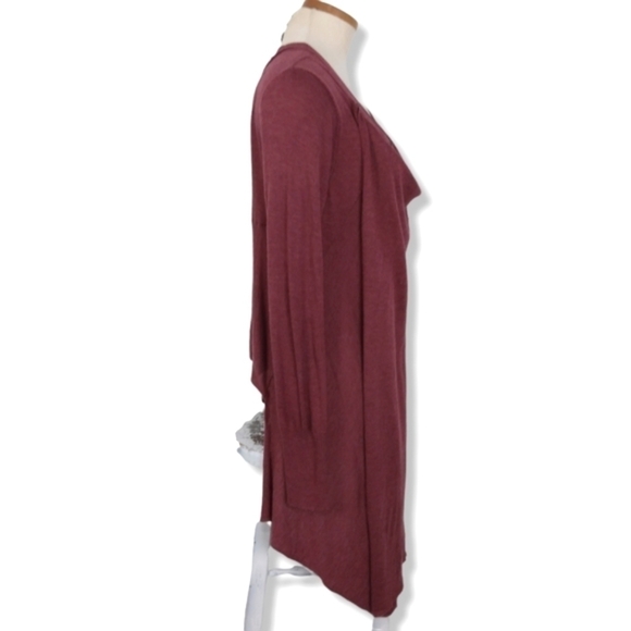 Free People Asymmetrical Drape Cardigan in Wine Size Small - Picture 7 of 12